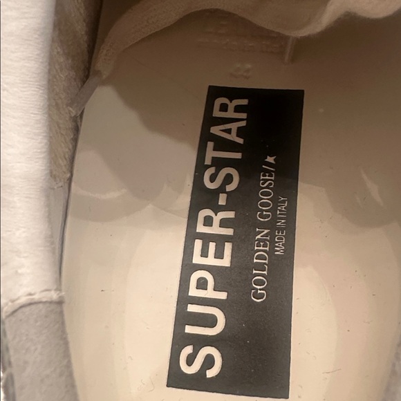 GG Collection Cream and Grey Gold Star Sneakers - Picture 4 of 8